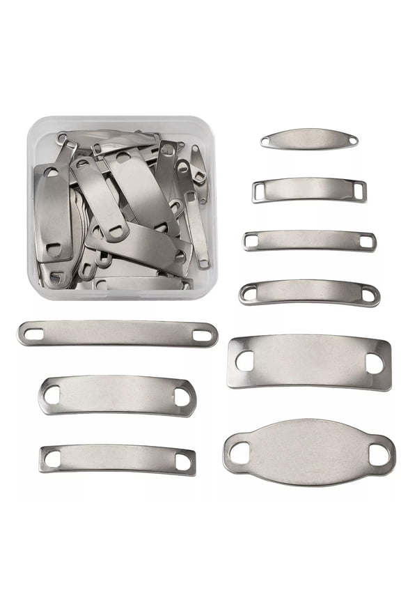 45pcs/box Rectangle 304 Stainless Steel Link Connectors for DIY Bracelets Making