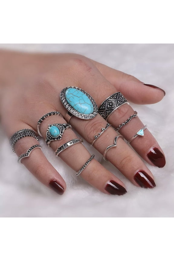 48pcs Wholesale Lots Fashion Jewelry Mixed Turquoise Silver P Lady's Rings