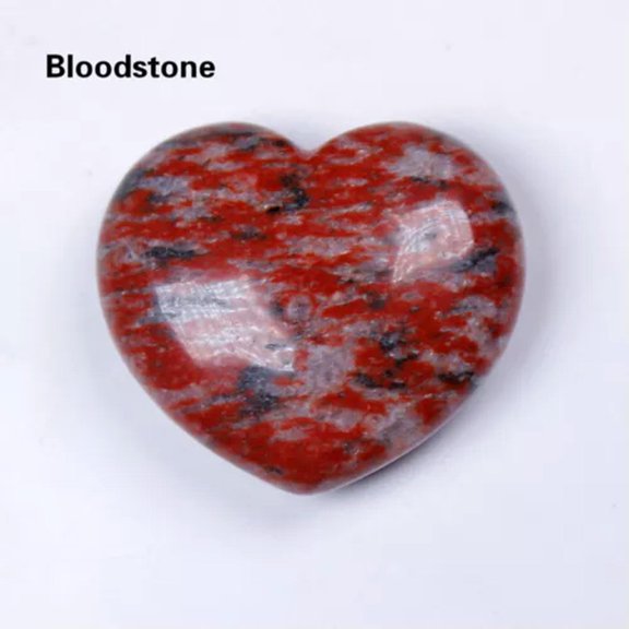 MATROOY 4CM Natural Quartz Crystal Carved Heart-Shaped Love Reiki Healing Palm Stone-Blood Stone