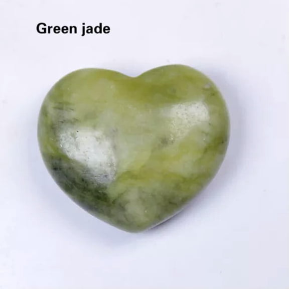 MATROOY 4CM Natural Quartz Crystal Carved Heart-Shaped Love Reiki Healing Palm Stone-Green Jade