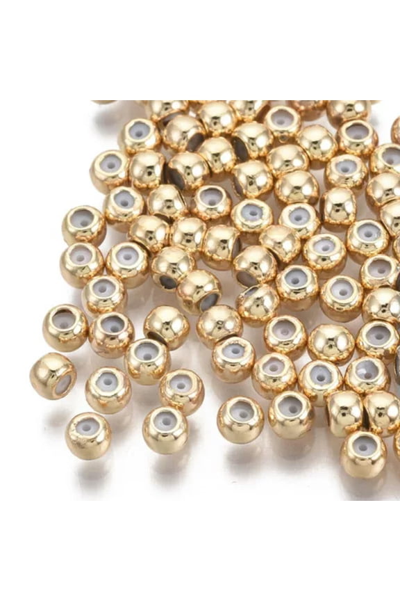 5-10pcs Gold Plated Stopper Beads Round Insert Rubber Adjustable Slider Bead-Round (3x2.5mm) -10pcs