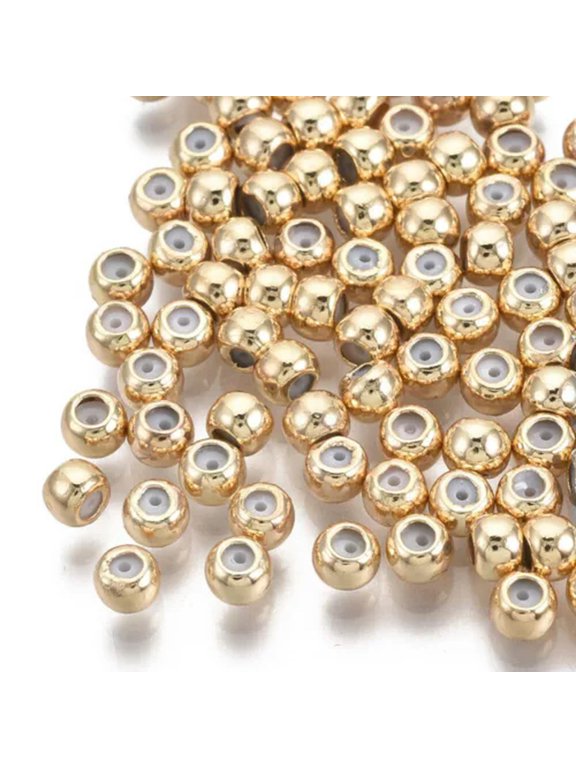 5-10pcs Gold Plated Stopper Beads Round Insert Rubber Adjustable Slider Bead-Round (3x2.5mm) -10pcs