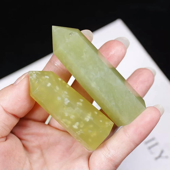 MATROOY 5-7cm Natural Serpentine Jade Quartz Crystal Point Obelisk Wand Healing Gemstone