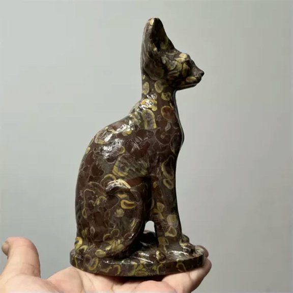 MATROOY 5.8" Natural Quartz Hairless cat skull Quartz Crystal Skull Figurines Reiki Gift-Goose egg stone-1PC