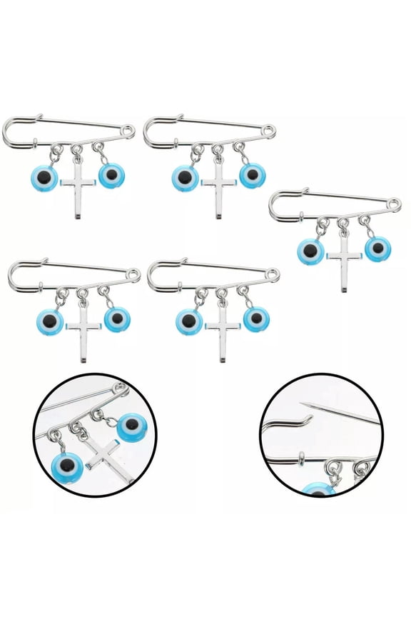 5 PCS Unique Clothes Pin Blue Accessories Trendy Gifts Evil Eye Brooch Women's