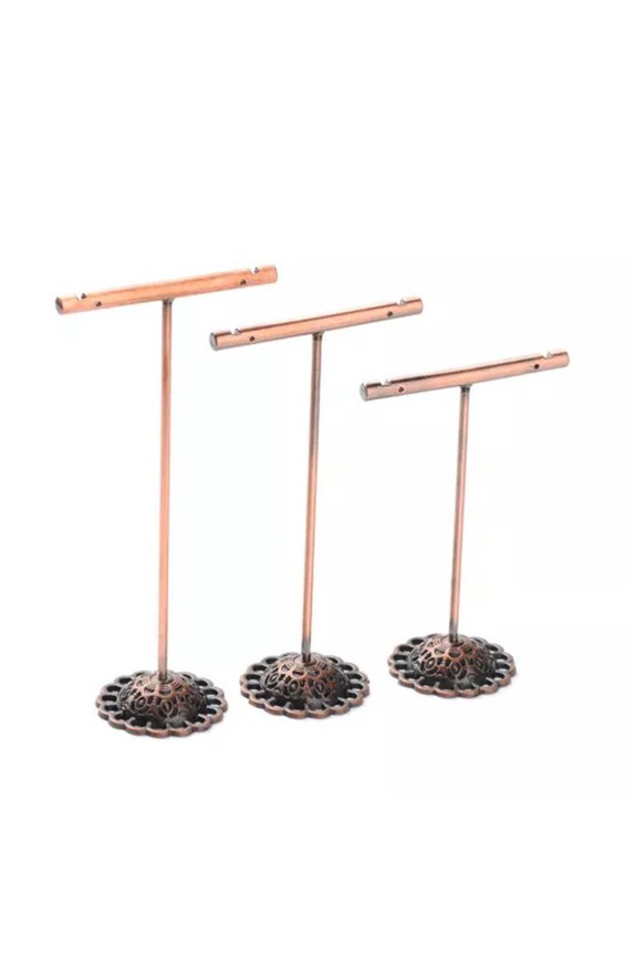 5 Sets T Bar Iron Earring Displays Tree Stand 3 Sizes Ear Stud Display Rack-SaddleCoffee