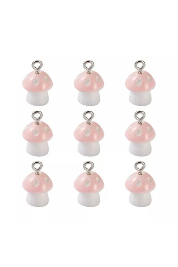 50-64pcs Plastic Mushroom Shape Charms 17.5x11.5mm for Key Chains Jewelry-Light Pink (50pcs)