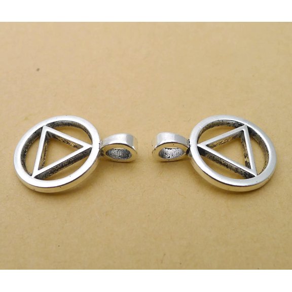 MATROOY 50 pcs Antique Silver Anonymous AA Recovery Sobriety Triangle Charms Pendant