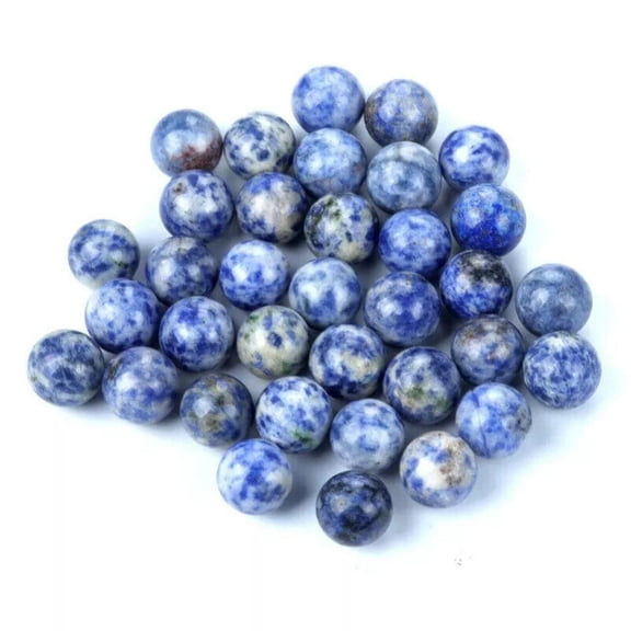 MATROOY 50PCS Natural White Dot Blue Stone Harmony Round Ball Healing Sphere 14mm