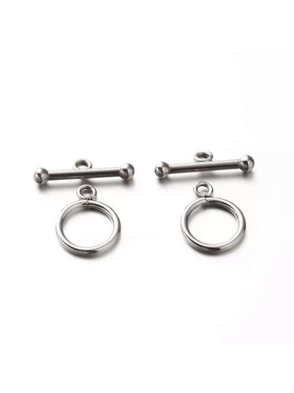 50Sets Stainless Steel Ring Toggle & T bar Clasps Closure End Clasp Craft