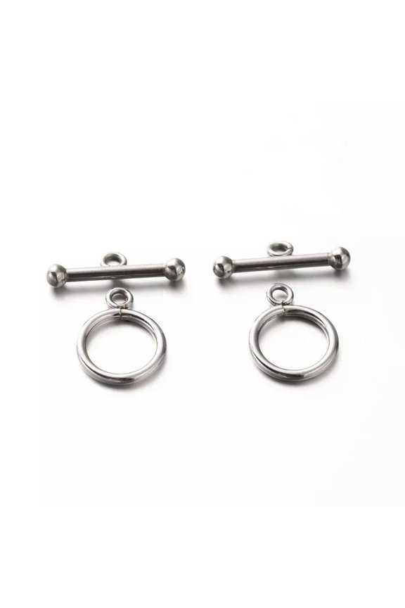 50Sets Stainless Steel Ring Toggle & T bar Clasps Closure End Clasp Craft