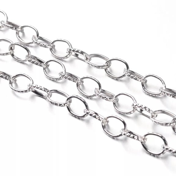 MATROOY 50m/roll Iron Cross Chains Oval Connect link Platinum 8x6mm DIY Necklace