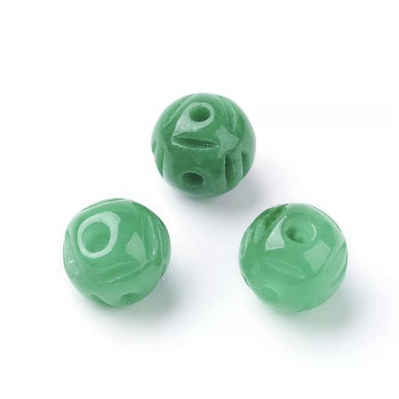 MATROOY 50pc Natural Jade Buddhist Beads 3 Hole Guru Beads Dyed Round 7mm Jewelry Making