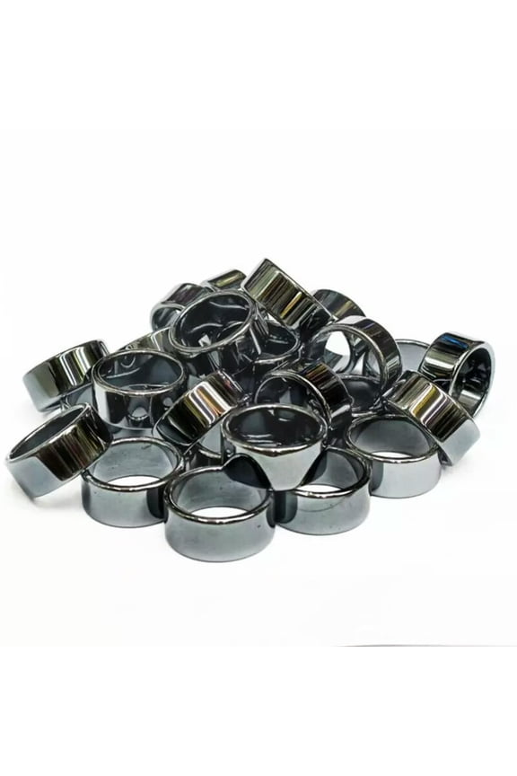 50pcs 10mm Natural Black Hematite Ring - Anxiety Balance Circulation