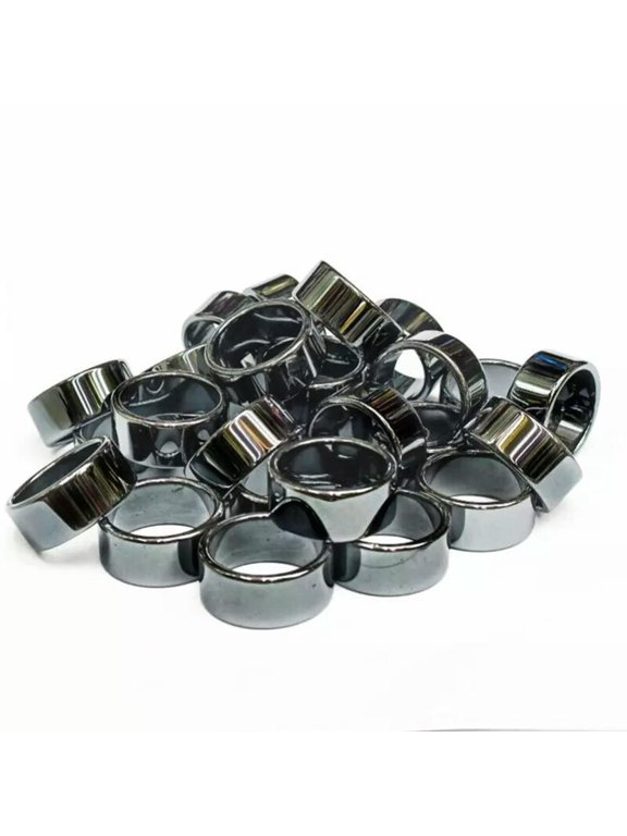 50pcs 10mm Natural Black Hematite Ring - Anxiety Balance Circulation