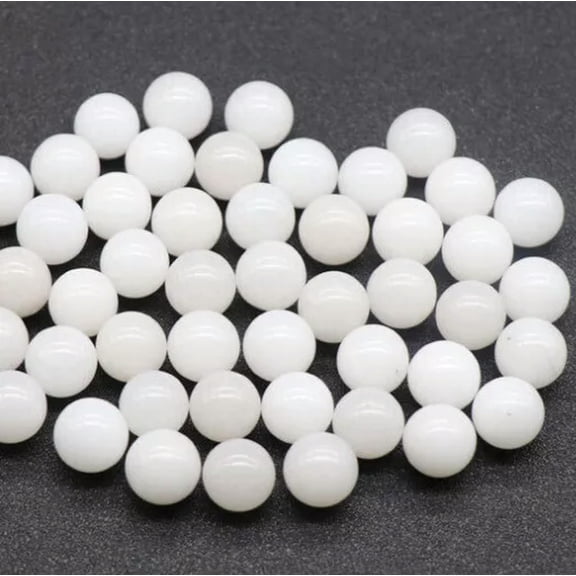 MATROOY 50pcs 12mm Natural White Jade Stone Assorted Round Ball Shape No Hole Bead