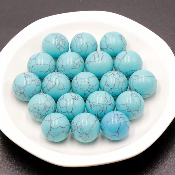 MATROOY 50pcs 16mm Ball Artificial Turquoise Stone Sphere Reiki Healing Round Decor
