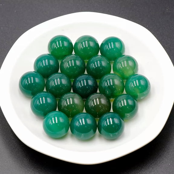 MATROOY 50pcs 16mm Ball Natural Geeny Agate Stone Sphere Reiki Healing Round Decor Gifts