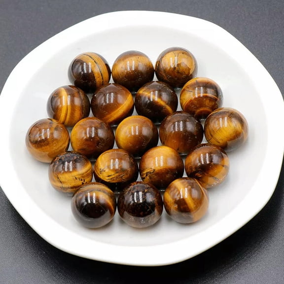 MATROOY 50pcs 16mm Ball Natural Tiger Eye Stone Sphere Reiki Healing Round Decor Gifts