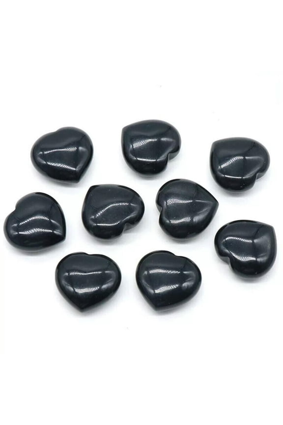 50pcs 30mm No Hole Heart Natural Obsidian Stone Healing Gemstone Energy Healing