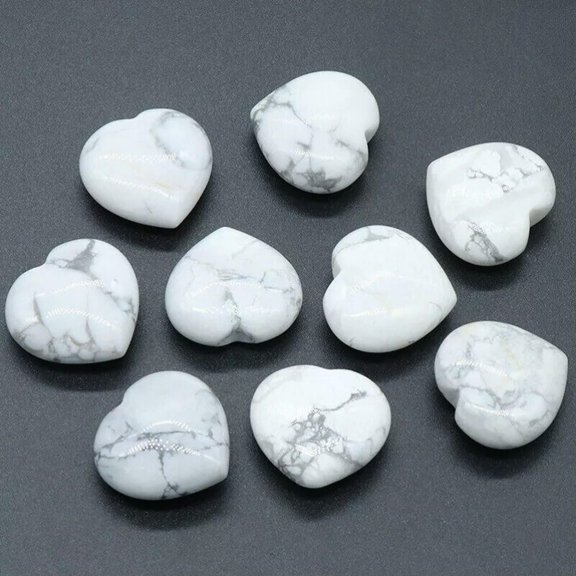 MATROOY 50pcs 30mm No Hole Heart Natural White Howlite Stone Healing Gemstone Healing