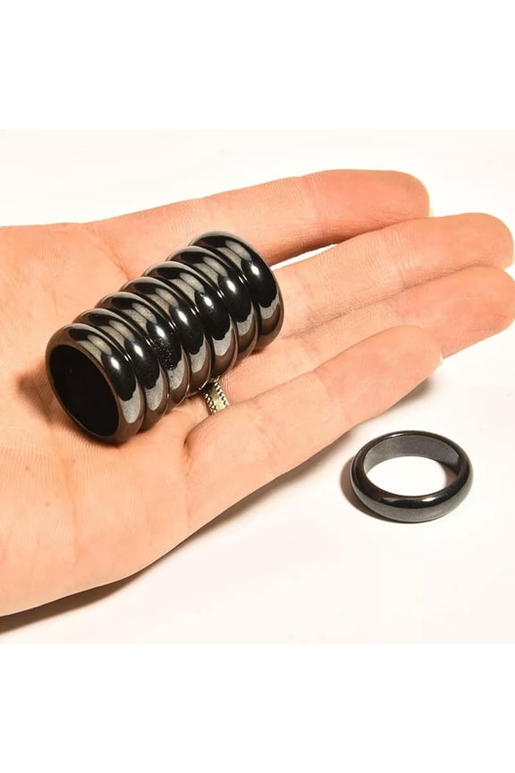 50pcs 6mm Natural Black Hematite Ring - Anxiety Balance Circulation
