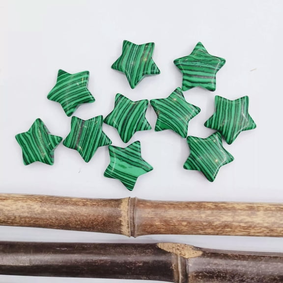 MATROOY 50pcs Artificial Malachite Stone Healing Star Gemstone for Home Decor 20x6mm
