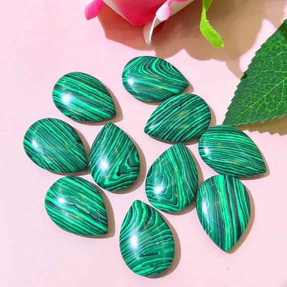 MATROOY 50pcs Artificial Malachite Stone Healing Water Drop Gemstone Home Decor 24x17mm