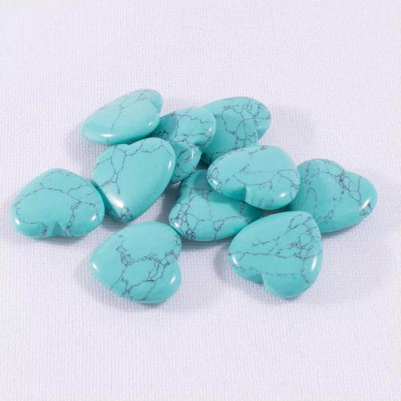 MATROOY 50pcs Artificial Turquoise Stone Healing Heart for Home Decor 20x6mm Decoratio