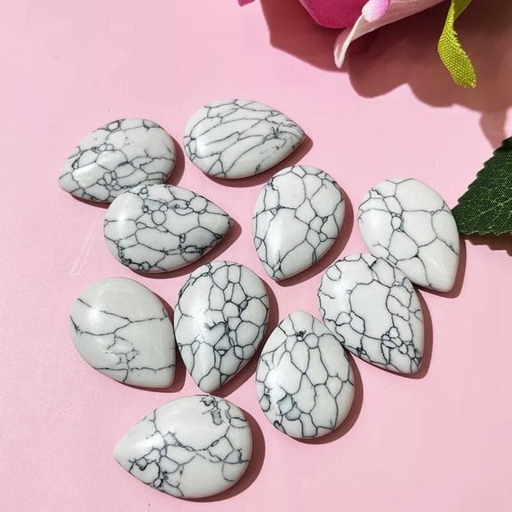 MATROOY 50pcs Artificial White Turquoise Stone Healing Water Drop for Home Decor 24x17mm
