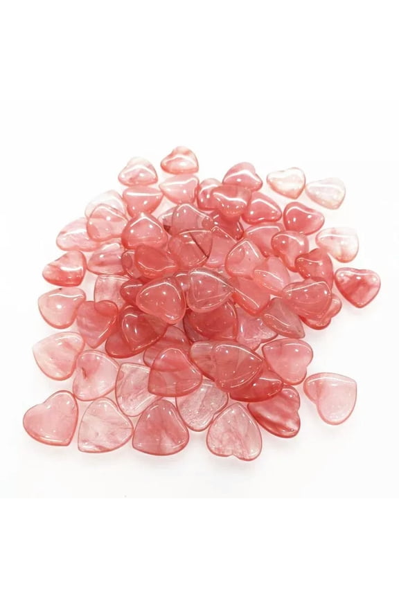 50pcs Cherry Quartz Stone Healing Heart Gemstone for Home Decor 20x6mm