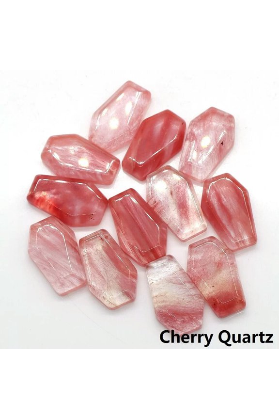 50pcs Hand Carved Healing Cherry Quartz Stone Crystal Coffin Stone