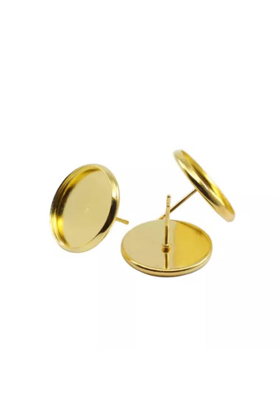 50pcs Iron Stud Earring with Blank Stud Earring for Earring Making Findings DIY-Gold-20mm 50pcs