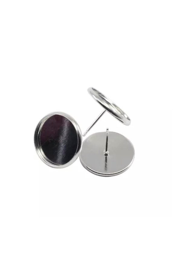 50pcs Iron Stud Earring with Blank Stud Earring for Earring Making Findings DIY-Rhodium-18mm 50pcs