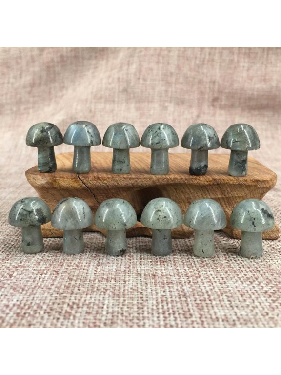 50pcs Labrador stone Natural Quartz Mushroom Crystal Massage Healing 15mm+