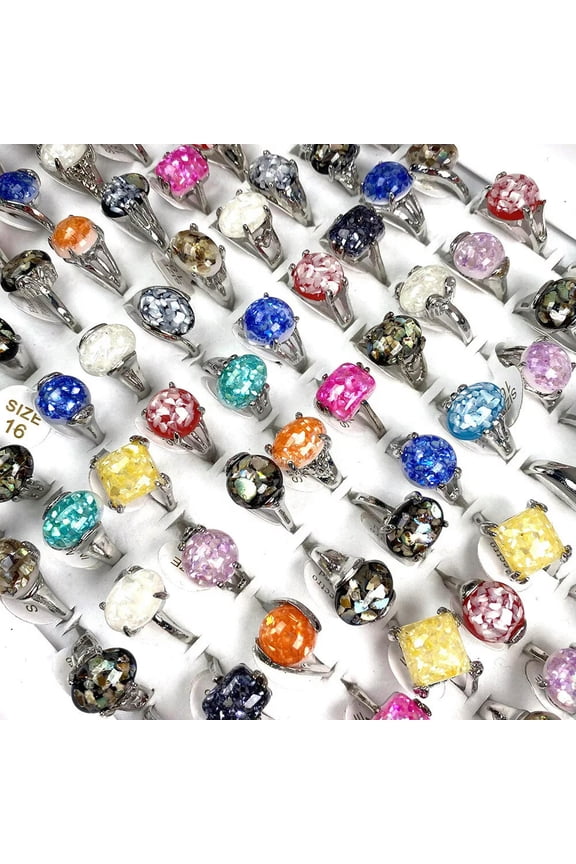50pcs Lady Jewelry Wholesale Mixed Lots Charming Style Simple Resin Rings Gifts