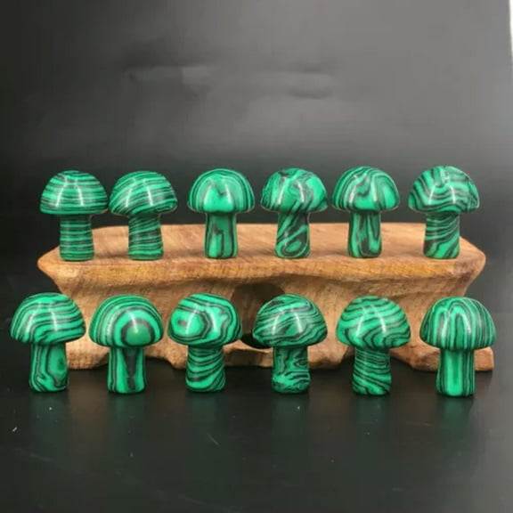 MATROOY 50pcs Mini Artificial Malachite Stone Mushroom Quartz Crystal Reiki Healing 15mm