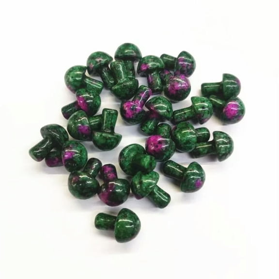 MATROOY 50pcs Mini Natural Ruby In Fuchsite Stone Mushroom Hand Carved Crystal Healing