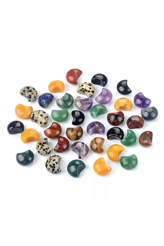 50pcs Mix Natural Quartz Crystal Moon Carved Crystal Pendant Healing Wholesale