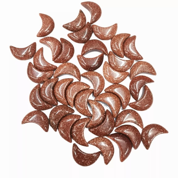 MATROOY 50pcs Natural Gold Sand Stone Healing Crystal Moon Gemstone Home Decor 13x18mm