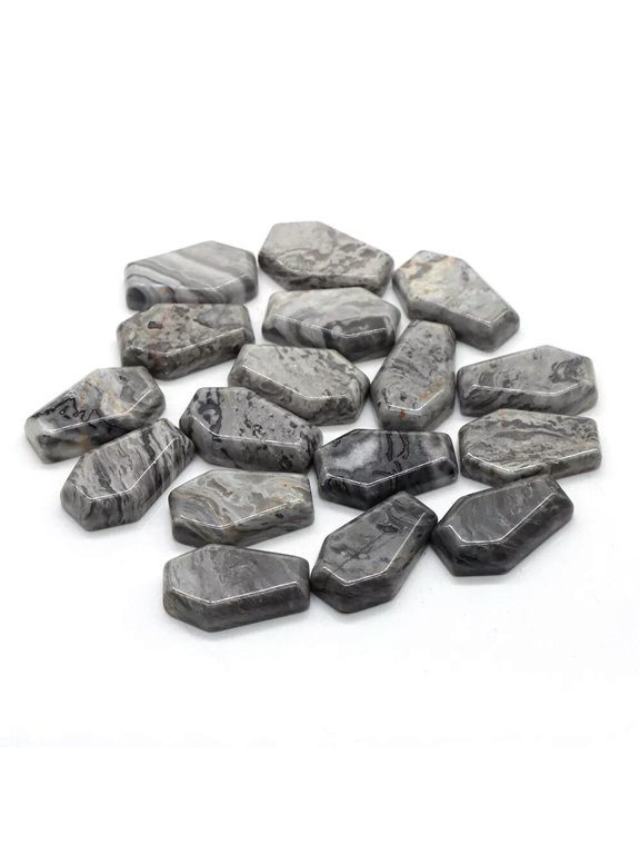 50pcs Natural Hand Carved Healing Crystal Map Stone Crystal Coffin Stone