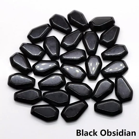 MATROOY 50pcs Natural Hand Carved Healing Crystal Obsidian Stone Crystal Coffin Stone
