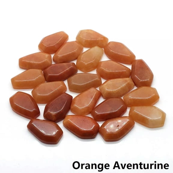 MATROOY 50pcs Natural Hand Carved Healing Crystal Orange Aventurine Stone Crystal Coffin