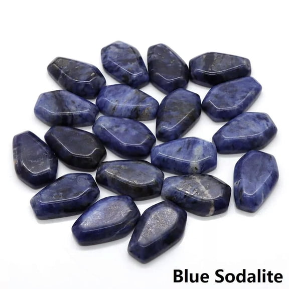 MATROOY 50pcs Natural Hand Carved Healing Crystal Sodalite Stone Crystal Coffin Stone