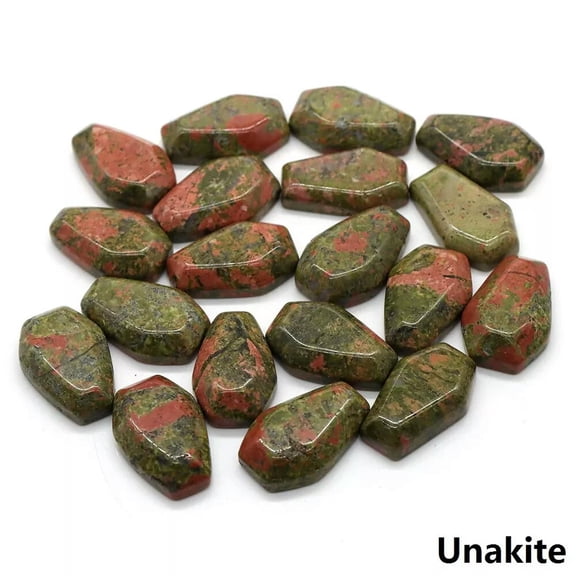 MATROOY 50pcs Natural Hand Carved Healing Crystal Unakite Stone Crystal Coffin Stone