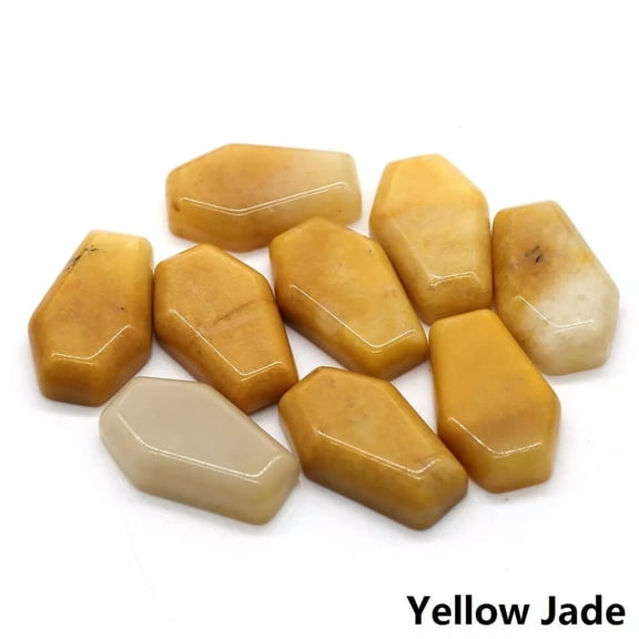 MATROOY 50pcs Natural Hand Carved Healing Crystal Yellow Jade Stone Crystal Coffin Stone