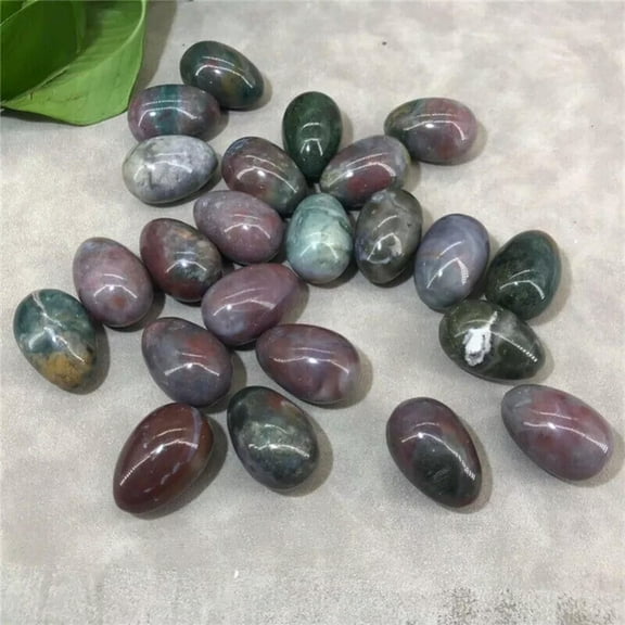 MATROOY 50pcs Natural Indian Agate Stone Egg Crystal Skull Carved Healing Reiki No hole