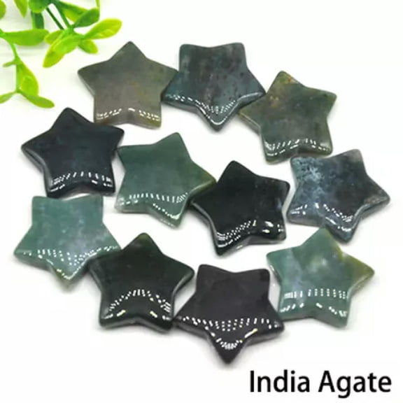 MATROOY 50pcs Natural Indian Agate Stone Star Crystal Gemstone Chakra Healing Stone 20mm