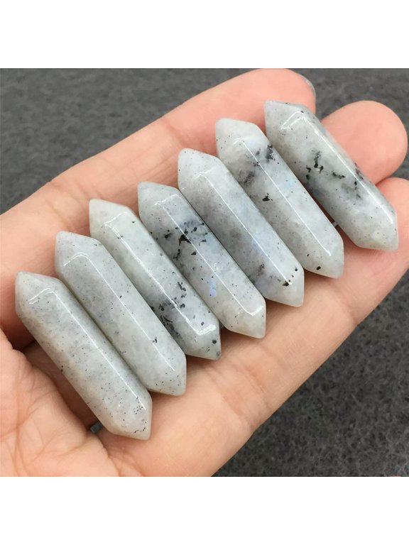 50pcs Natural Labrador Stone Hexagonal Pointed Healing Reiki Chakra No Hole