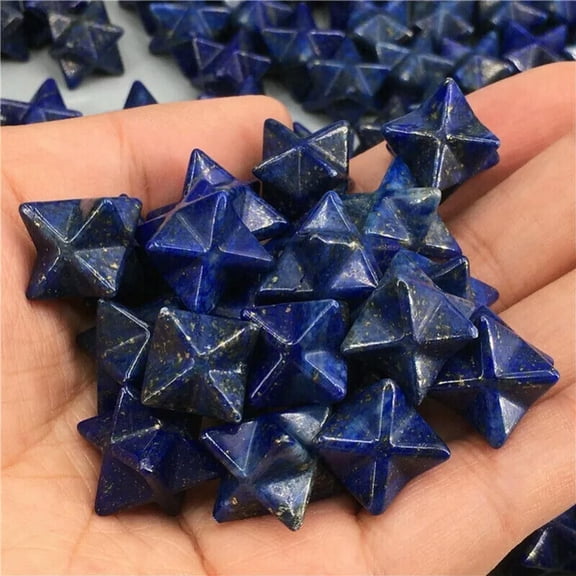 MATROOY 50pcs Natural Lapis Lazuli Stone Mini Merkaba Star Carved Crystal Reiki Healing